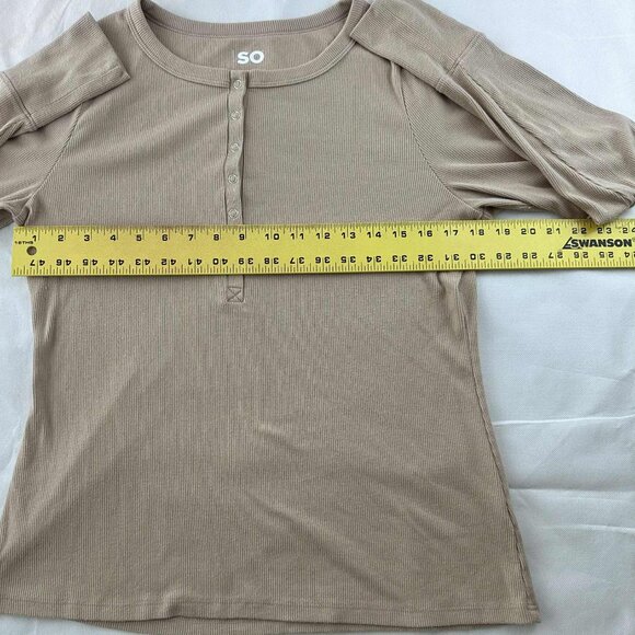 SO Ribbed Henley Long Sleeve Top – Size XL - Picture 5 of 7